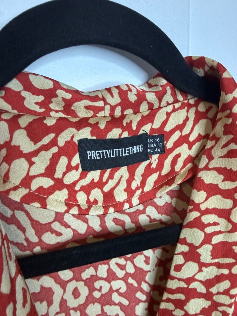 PrettyLittleThing - US12 - Rust and Cream Leopard animal print Wrap Dress - Picture 2 of 4